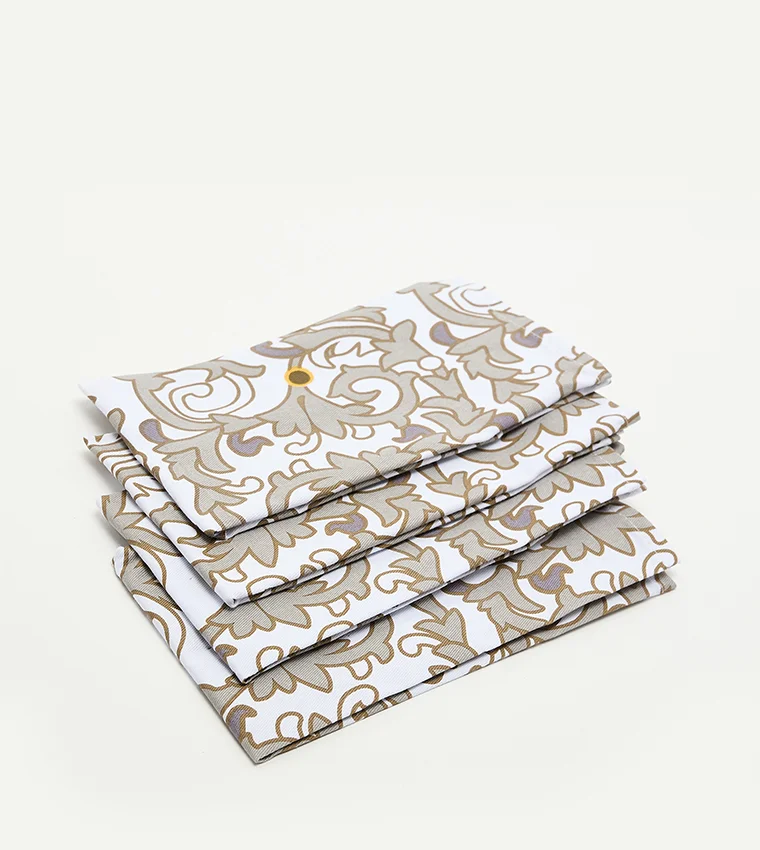 Sur La Table Sqaure Napkin 43cm 4pcs White/Silver