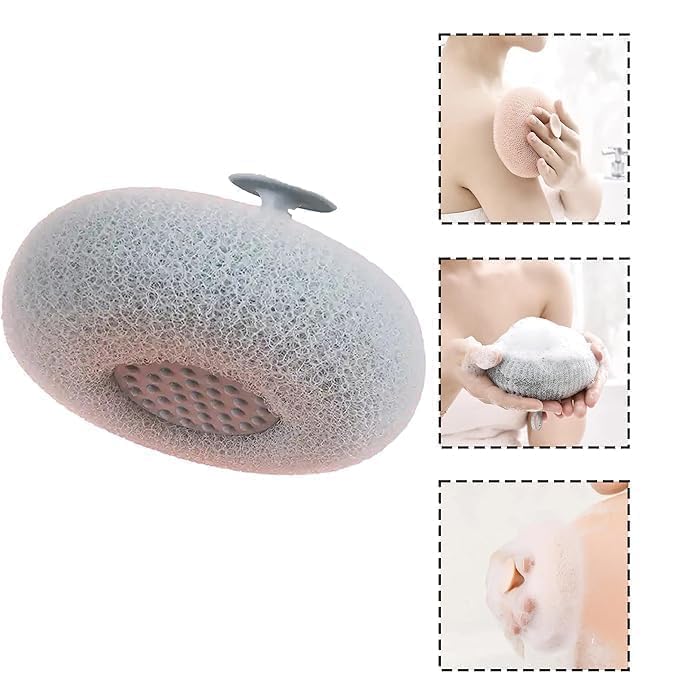 Loquat AadyaCrafts Body Loofah Sponge with Suction Cup Soft Massaging Bath Scrubber for Men Women and Kids Multicolour Pack of 1pcs - Image 2