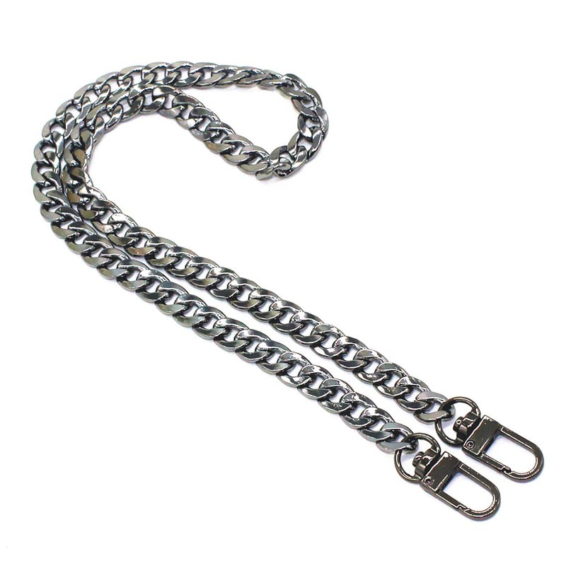 Model Worker DIY Iron Flat Chain Strap Handbag Chains Purse Chain Straps Shoulder Cross Body Replacement Straps with Metal Buckles (31.5", Gun-Black)