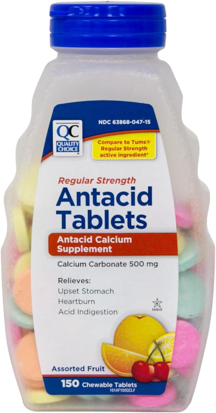 Quality Choice Regular Strength Calcium Carbonate 500 mg Antacid Chewable Tablets 150 Count  Pack of 3 - Image 2
