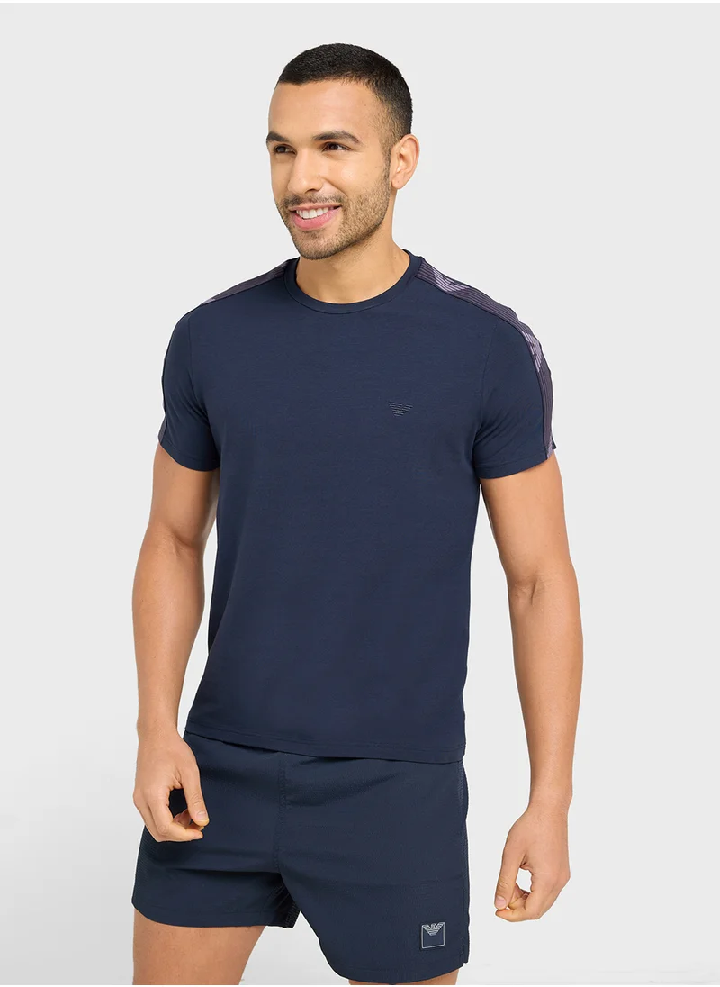 EMPORIO ARMANI Beachwear Logo Crew Neck T-Shirt