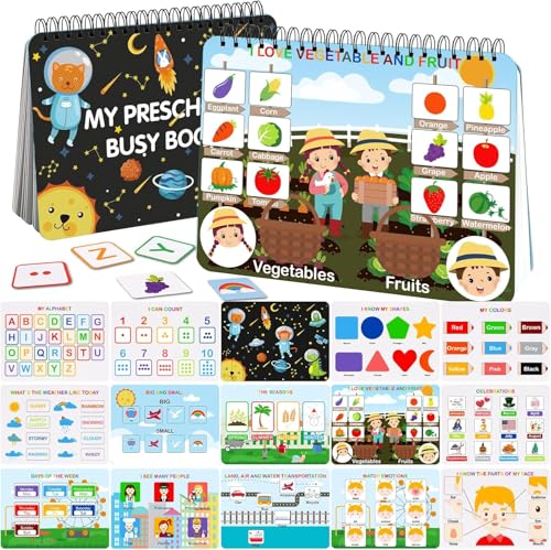 Mallify Busy Book for Toddlers 35 Preschool Busy Book 30 Themes Kids Binder and Early Learning Toys Tracing Coloring Books for Kids Ages 48 Montessori Books for Toddlers Christmas Birthday Gifts - Image 1