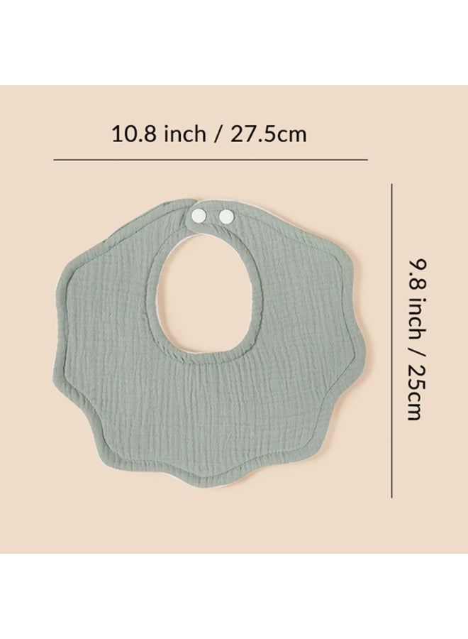 Baby Bibs Set of 8, Double-Layer Cotton Muslin, Scalloped Design, Multicolour, 27.5 x 25 cm - Image 2