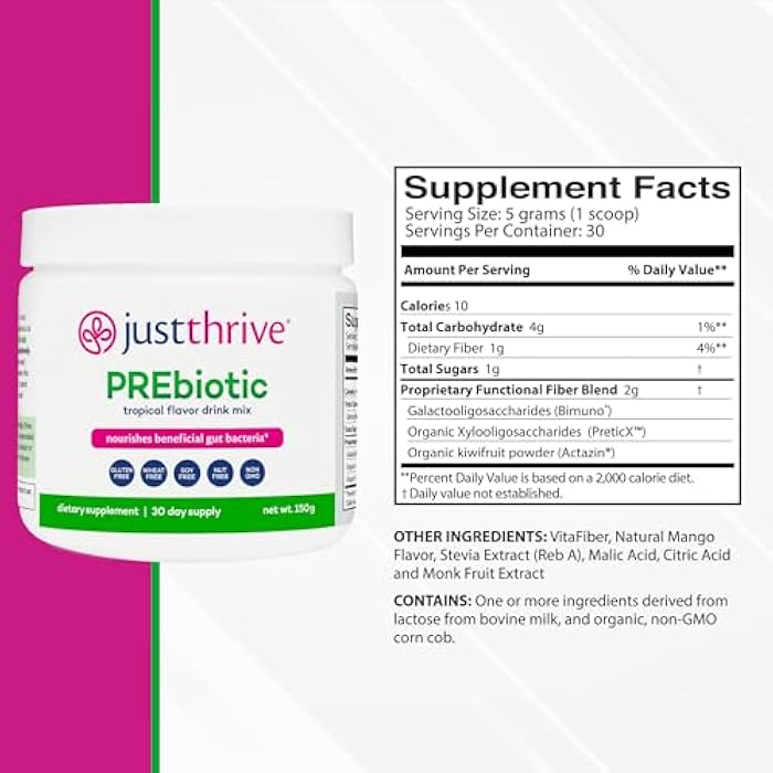 Just Thrive PREbiotic Powder - Digestive and Immune Support Supplement, 150 g - Image 2