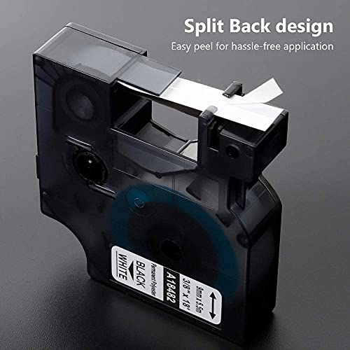 Aonomi Rhino 18482 a18482 Labels Replace for DYMO 18482 3/8" 9mm Black on White Permanent Polyester Label Tapes Compatible with DYMO Rhino 4200 5200 5000 6000 6000+ Industrial Label Maker, 4-Pack - Image 3