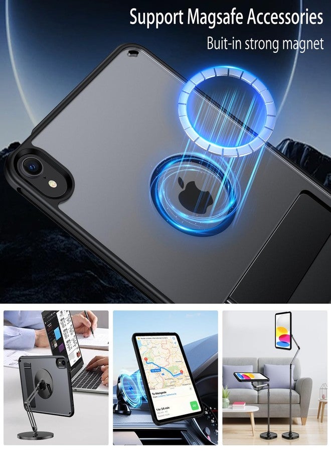 جراب GUAGUA لجهاز iPad mini 7 إصدار 2024 (A17 Pro)، جراب مغناطيسي لجهاز iPad mini من الجيل السابع/السادس مع مسند (2024/2021) مقاس 8.3 بوصة، جراب حماية نحيف غير لامع بظهر شفاف مع مسند لجهاز iPad mini من الجيل السابع/السادس، أسود - Image 3