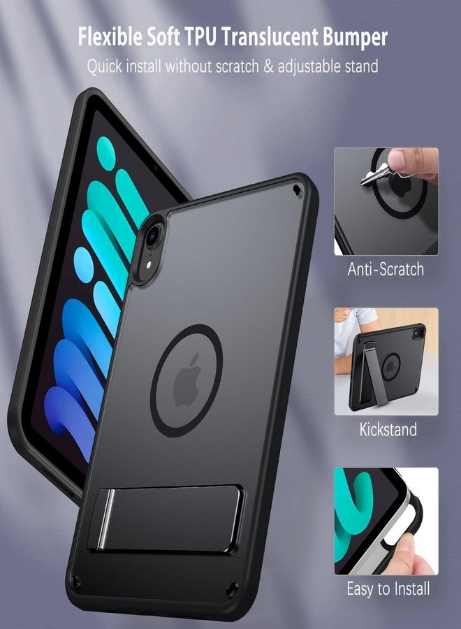جراب GUAGUA لجهاز iPad mini 7 إصدار 2024 (A17 Pro)، جراب مغناطيسي لجهاز iPad mini من الجيل السابع/السادس مع مسند (2024/2021) مقاس 8.3 بوصة، جراب حماية نحيف غير لامع بظهر شفاف مع مسند لجهاز iPad mini من الجيل السابع/السادس، أسود - Image 4