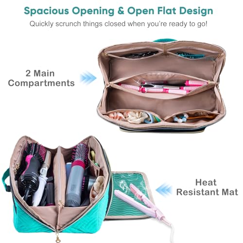 ELCUPA Large Travel Bag - 2in1 Hair Tools Organizer for Dryer Brush, Flat Irons, Straighteners, Curling Irons, Makeup Bag - Image 2