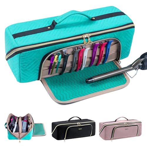 ELCUPA Large Travel Bag - 2in1 Hair Tools Organizer for Dryer Brush, Flat Irons, Straighteners, Curling Irons, Makeup Bag - Image 1