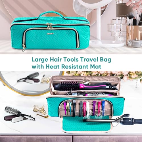 ELCUPA Large Travel Bag - 2in1 Hair Tools Organizer for Dryer Brush, Flat Irons, Straighteners, Curling Irons, Makeup Bag - Image 5