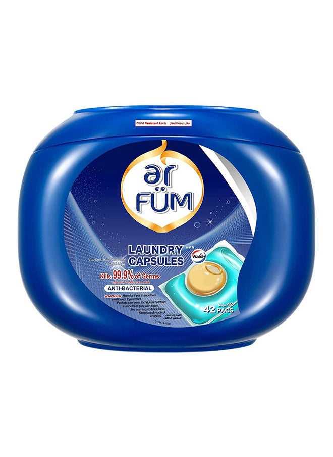 ar FUM Anti-Bacterial Laundry Detergent 42 Capsules, German Formulated Laundry Pods, Washing Liquid Capsules, 42 Pods 