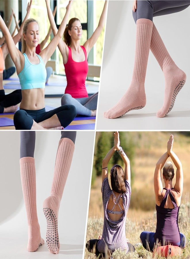 BISOUSOX Pilates Socks Slouch Scrunch Grip Socks, Yoga Grippy Barre Anti Slip Long Ankle Crew Sock for Women Hospital - Image 5