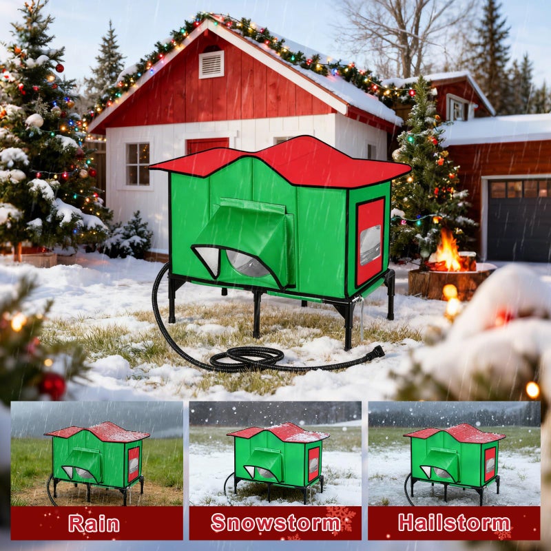 KaGrbves Heated Outdoor Cat House Weatherproof with Removable Heated Pad for Winter, Outside Insulated Shelter for Feral Cats Puppies, for Cat Lovers - Image 4