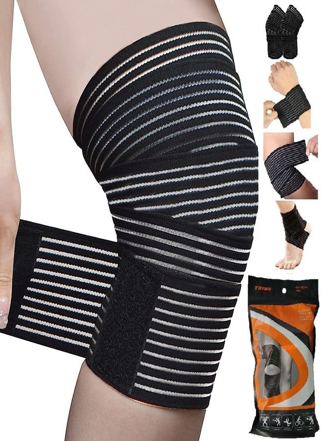 TIMA Elastic Knee Compression Bandage Wraps – Knee Support Straps for Legs, Thighs, Hamstrings Ankle & Elbow Joints Reduce Swelling, Lymphatic Relief & Knee Replacement Surgery Elastic Bandage - Image 3