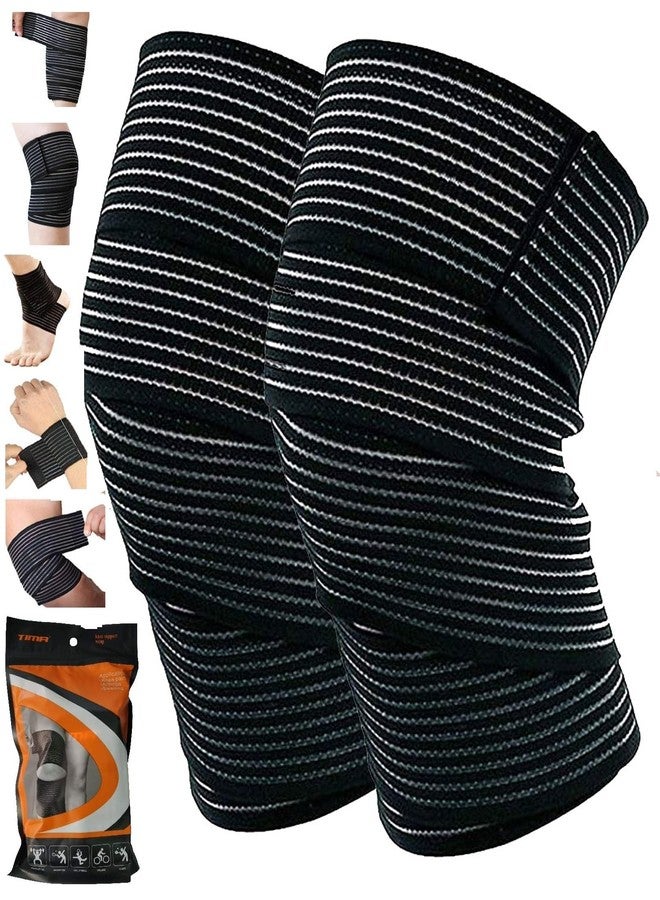 TIMA Elastic Knee Compression Bandage Wraps – Knee Support Straps for Legs, Thighs, Hamstrings Ankle & Elbow Joints Reduce Swelling, Lymphatic Relief & Knee Replacement Surgery Elastic Bandage - Image 1