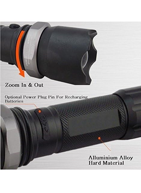 Hozhub Hozhub Rechargeable LED Flashlight Long Range Emergency Light Torch USB Super Bright Waterproof Hand Zoomable Outdoor Torch for Camping Powerful High Lumen Portable Distance Light 1Pc  - Image 3