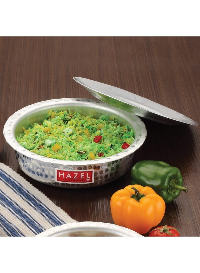 Hazel وعاء هازيل من الألمنيوم لانغدي | 26 سم بسعة 2700 مل قاع دائري مع غطاء بتشطيب مطروق - Image 2