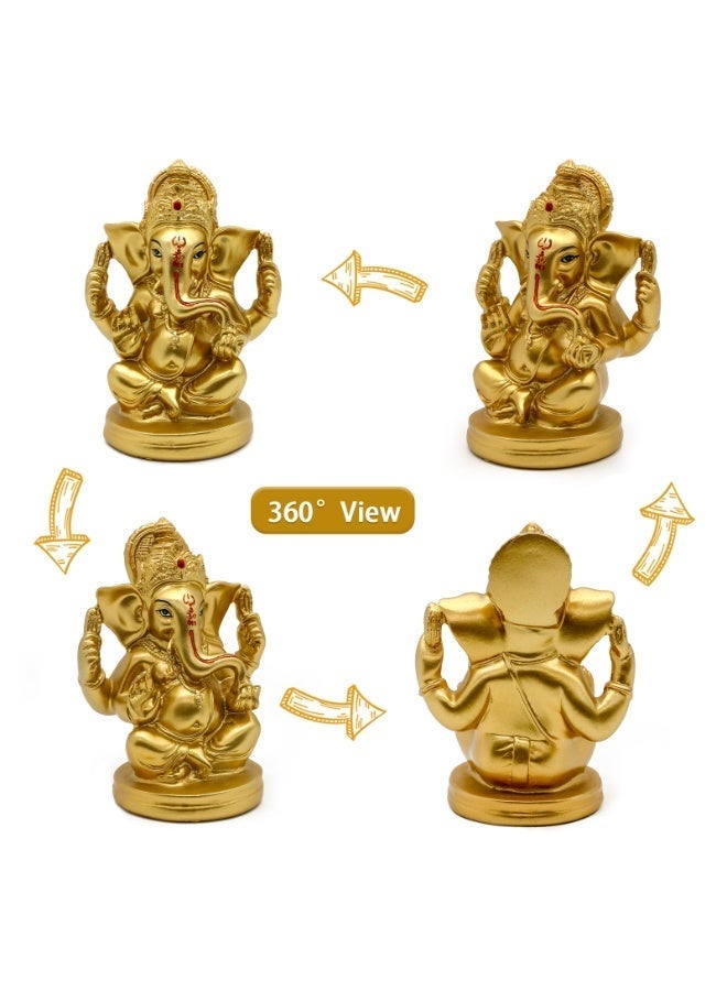 alikiki Hindu God Lord Ganesha Statues - 5" H India God Ganesha Idol Home Mandir Pooja Decor Indian Ganesha Figurine Temple Puja Items Diwali Gift for Friends Relatives - Image 2