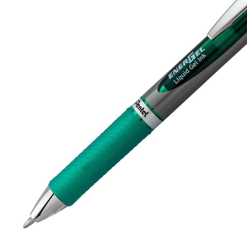 Pentel قلم جيل سائل قابل للسحب من بنتل إنرجل، (1.0 مم)، خط عريض، طرف معدني، حبر أخضر، عبوة من 2 (BL80BP2D) - Image 4