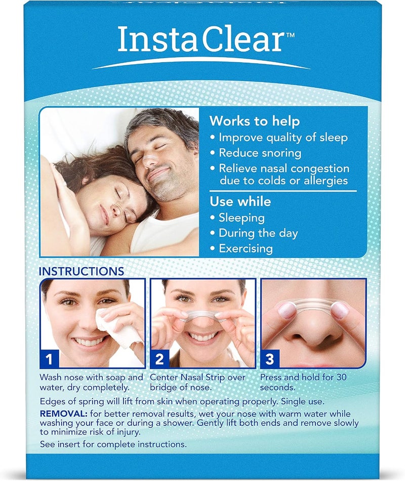 Instaclear Nasal Breathing Strips Clear Large 30 ct  Works Instantly Nasal Congestion Relief Stops Snoring Cold  Allergy - Image 2
