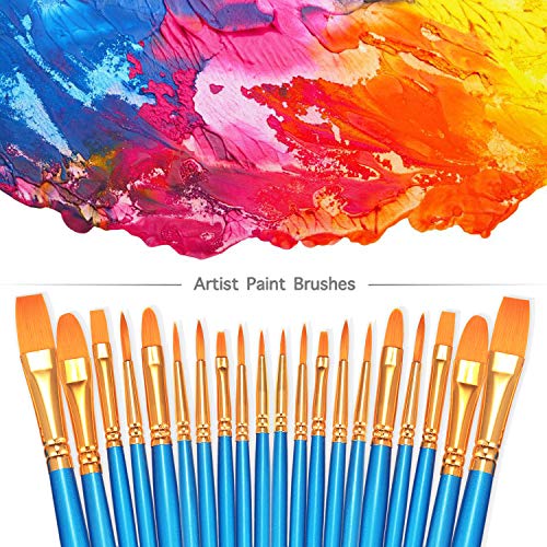 BOSOBO Paint Brush Sets, 10 Pack 100 Pcs Pointed-Round Tip Paintbrushes Nylon Hair Artist Acrylic Paint Brushes for Acrylic Watercolor Oil, Face Art, Model, Miniature Detailing & Rock Painting, Blue - Image 2