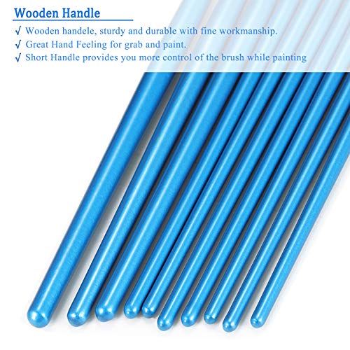 BOSOBO Paint Brush Sets, 10 Pack 100 Pcs Pointed-Round Tip Paintbrushes Nylon Hair Artist Acrylic Paint Brushes for Acrylic Watercolor Oil, Face Art, Model, Miniature Detailing & Rock Painting, Blue - Image 5
