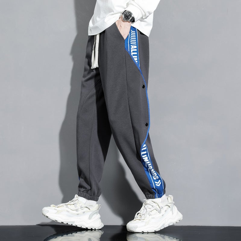 Style Workwear Pants Men'S Trendy Brand Sports Pants Buckle-Buckle Foot Sweatpants Loose Boys Sports - Image 1
