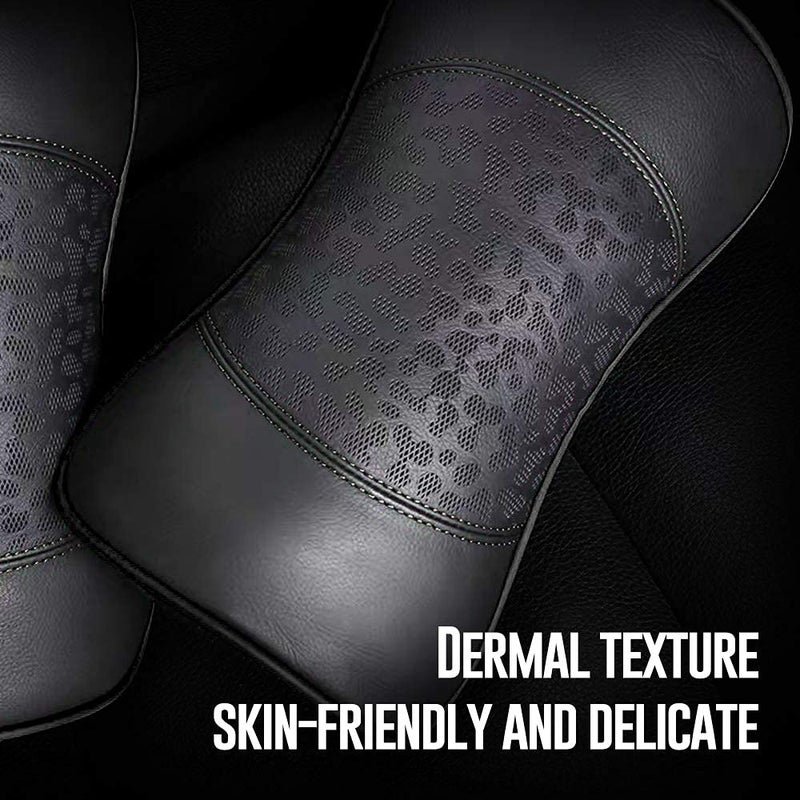 HAOTULE Car Leather Neck Pillows, Neck Rest Cushions,100% Memory Foam Cervical Support, Comfortable Travel car Seats and Home Office Soft Pillows, Black a Set (2 pcs) - Image 4