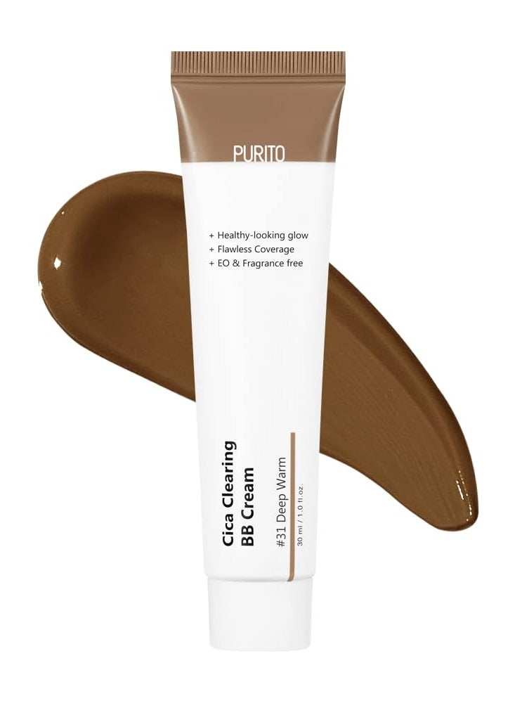 PURITO Cica Clearing BB Cream #31 Deep Warm 1 fl.oz / 30ml, Vegan bb cream, foundation, cruelty free - Image 1
