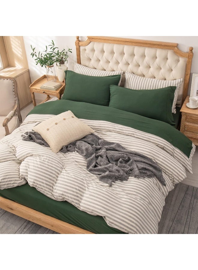 PURE ERA Jersey Knit 4pc Bed Sheet Set 100% T-Shirt Cotton Super Soft Comfy Breathable Fits Mattress Up to 20" Extra Deep Pocket (Solid Forest Green, King)  - Image 4