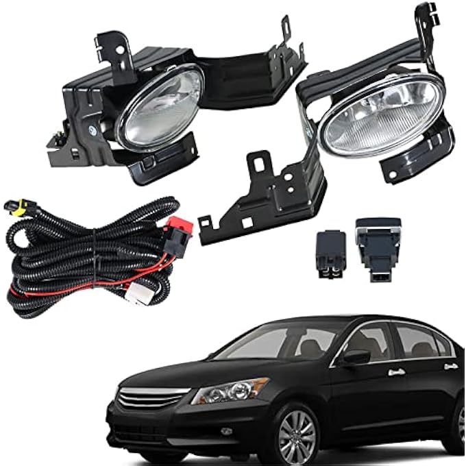Unity Led Fog Lights Replacement For 20112012 Honda Accord 4Dr Sedan Left Right Front Bumper Driving LampsWiringSwitch  Clear Lens - Image 2
