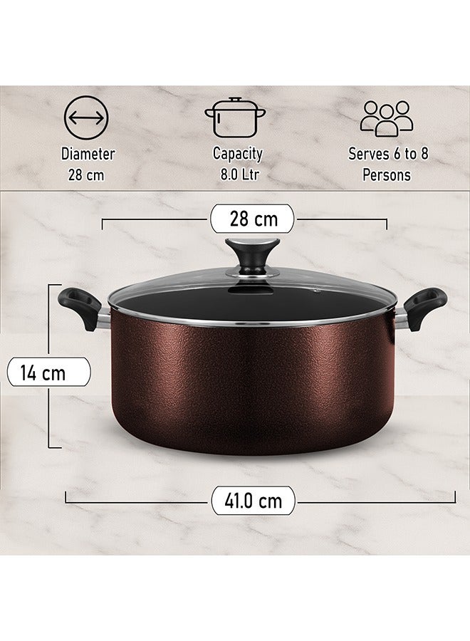 SONEX طاجن سونيكس غير لاصق 28 سم مع غطاء - سعة 8 لتر، خالي من PFOA، طلاء تيفلون NeverStick Plus، هيكل خارجي متين من المينا، آمن في غسالة الصحون، يخدم 6-8 أشخاص - Image 3