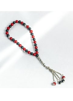 Natural Black & Red Alabaster Stone Prayer Bead of 33 Beads and High Quality Tassel