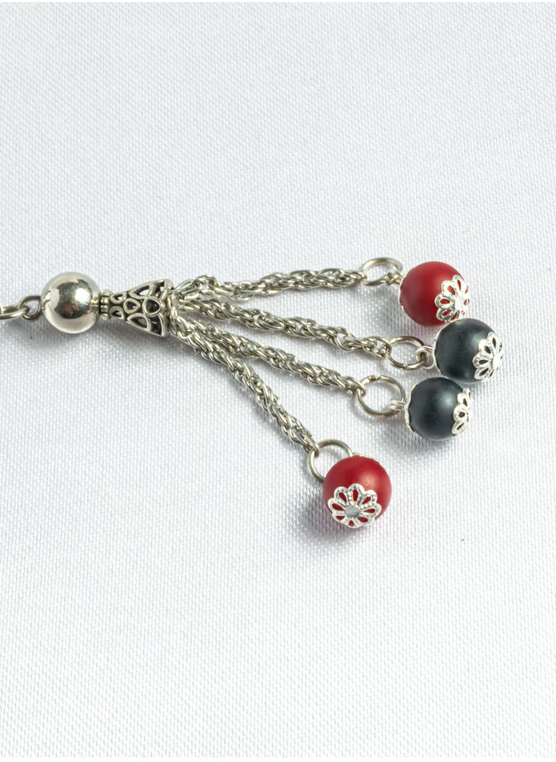 The Black Pearl Accessories - Natural Black & Red Alabaster Stone Prayer Bead of 33 Beads and High Quality Tassel - Image 1