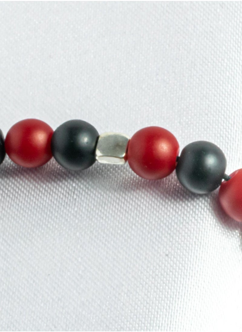 The Black Pearl Accessories - Natural Black & Red Alabaster Stone Prayer Bead of 33 Beads and High Quality Tassel - Image 1