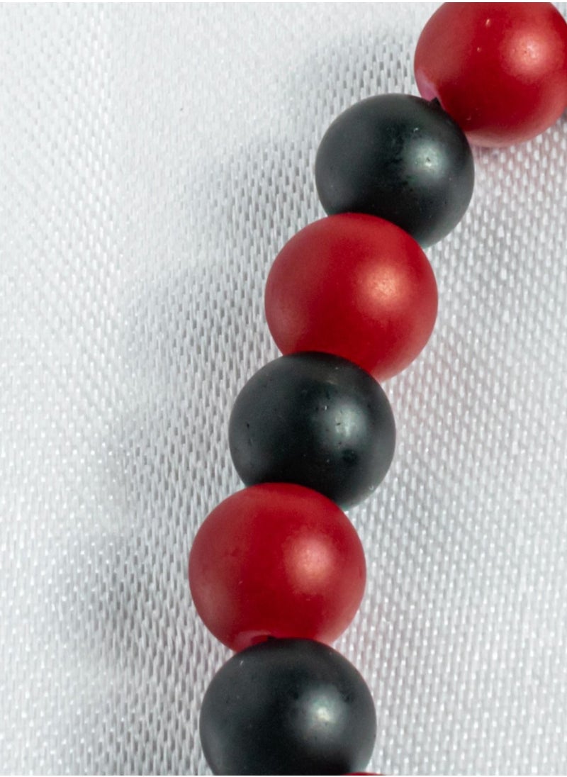 The Black Pearl Accessories - Natural Black & Red Alabaster Stone Prayer Bead of 33 Beads and High Quality Tassel - Image 1