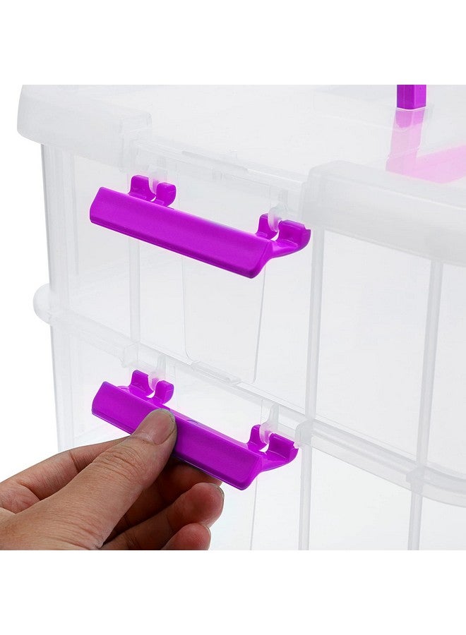 JUXYES 2Tiers Stack Carry Storage Box With Handle Transparent Stackable Storage Bin With Handle Lid Latching Storage Container For School & Office Supplies - Image 5