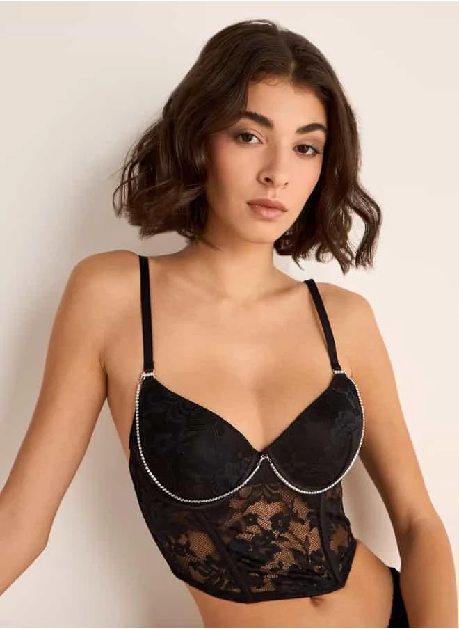 FAV Lace Textured Corset Bra