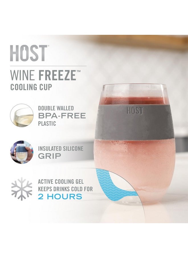 Host HOST Wine Freeze Cooling Cups, Insulated Wine Tumblers with Lids and Freezing Gel, Freezable Cups, Summer Gifts for Women, 8.5oz Set of 2, Gray  - Image 2