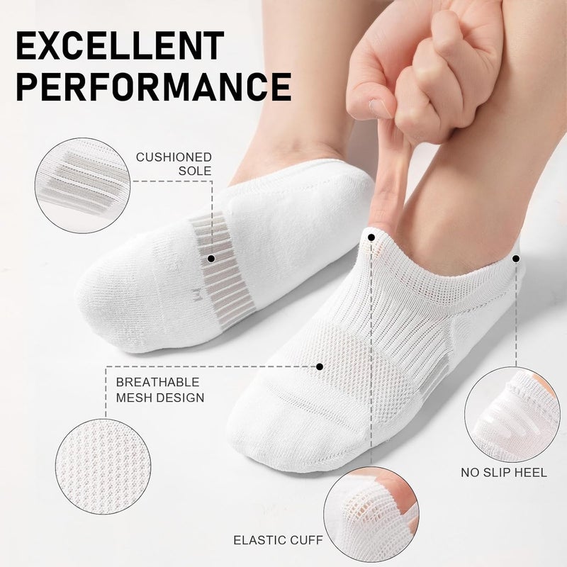 HZYH 6 Pairs No Show Socks, Womens Cushioned Low Cut Invisible Footies for Running Athletic Gym Ankle Socks,M - Image 5