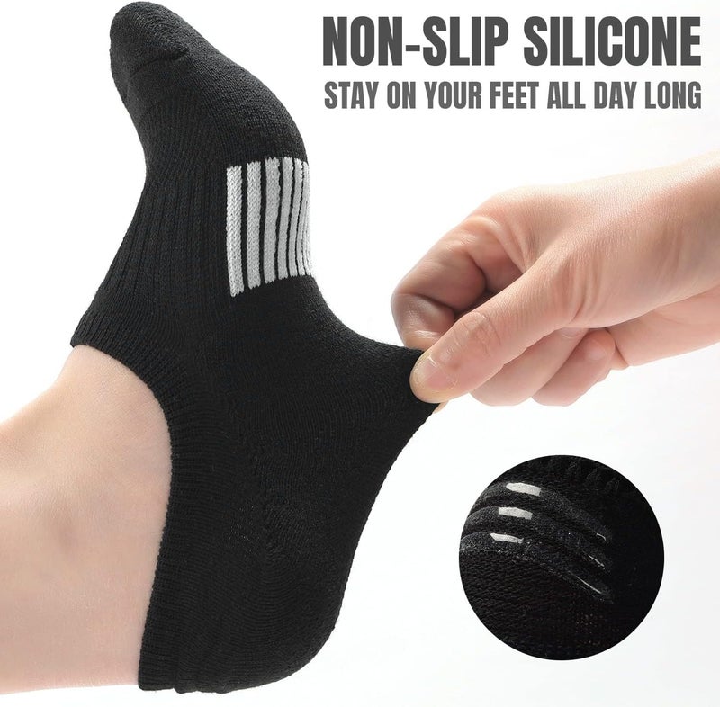 HZYH 6 Pairs No Show Socks, Womens Cushioned Low Cut Invisible Footies for Running Athletic Gym Ankle Socks,M - Image 3