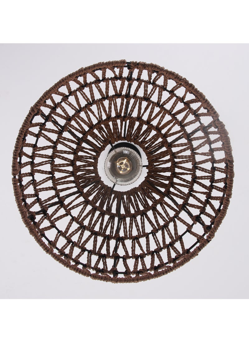 Ganeed - Boho Chandelier Light Fixture, Farmhouse Rattan Pendant Light, Woven Rope Lampshade Rustic Cage Hanging Lamp, E27 Semi Flush Mount Ceiling Light for Kitchen Island Living Dining Room Bedroom - Image 1