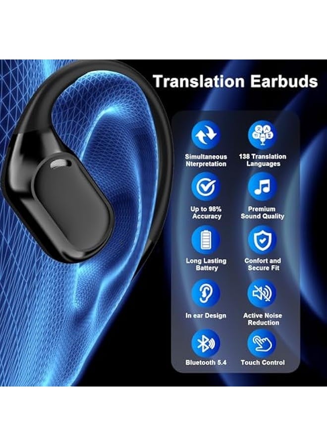 Topleo Ai Translation Earbuds Real Time, 3-in-1 Language Translation Device,144 Language Translator Earbuds, Bluetooth Translating Earbuds Translation Headphones Device for Travel Business Learning (Black) - Image 2