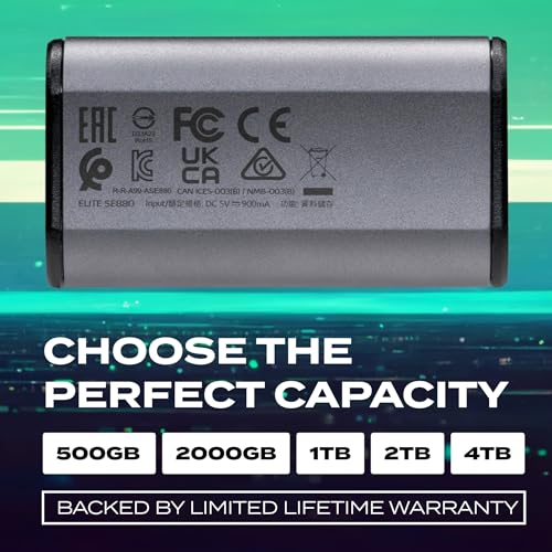 ADATA SE880 1TB External Solid State Drive/SSD, USB 3.2 Gen 2x2 Type-C, Fast Speeds of up to 2000 MB/s - AELI-SE880-1TCGY (Titanium Gray) - Image 3