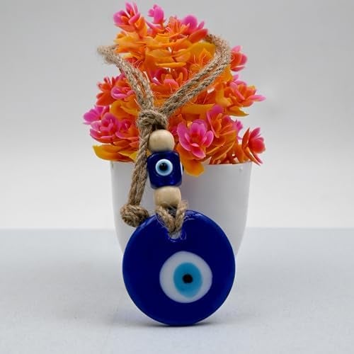 VKORA Handmade Blue Glass Evil Eye Hanging for Good Luck Zodiac Success Health Wealth Prosperity | Decoration for Home Office Garden and Car Hanging |Nazar Battu. (2WB4) - Image 2
