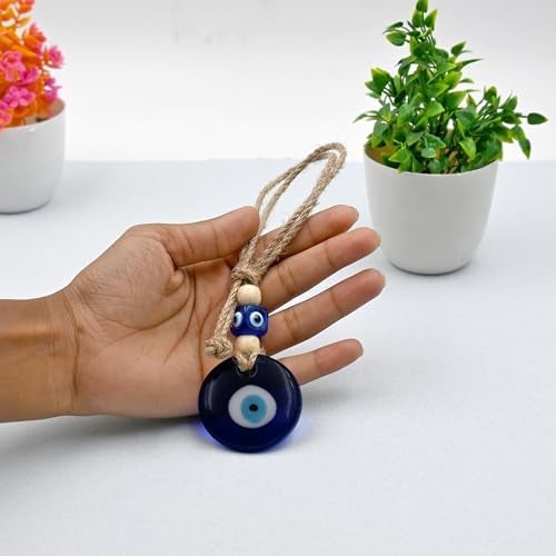 VKORA Handmade Blue Glass Evil Eye Hanging for Good Luck Zodiac Success Health Wealth Prosperity | Decoration for Home Office Garden and Car Hanging |Nazar Battu. (2WB4) - Image 4