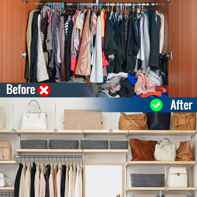 BAUMFEUER 12 Pack Clear Acrylic Shelf Dividers for Closet Shelf Organizer of Bedroom Kitchen Office Bathroom Organizer for Clothes Books Hats and Handbags - Image 5
