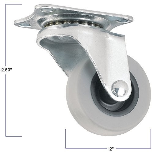 SoftTouch TPR Rubber Caster Wheel with Swiveling Top Plate - 2-Inch - 90 lb. Load Capacity - Non-Marking for Use in Hospitals, Food Service, & Other Institutional Applications - Image 3