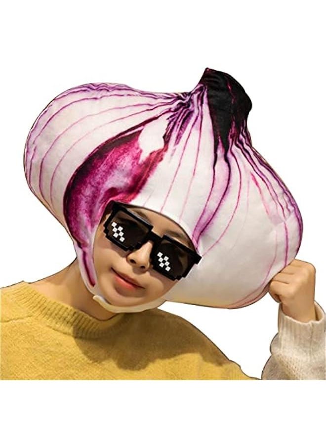 2023 Realistic Onion Head Mask Plush Vegetable Dress Up Hat for   Party Costume  - Image 1
