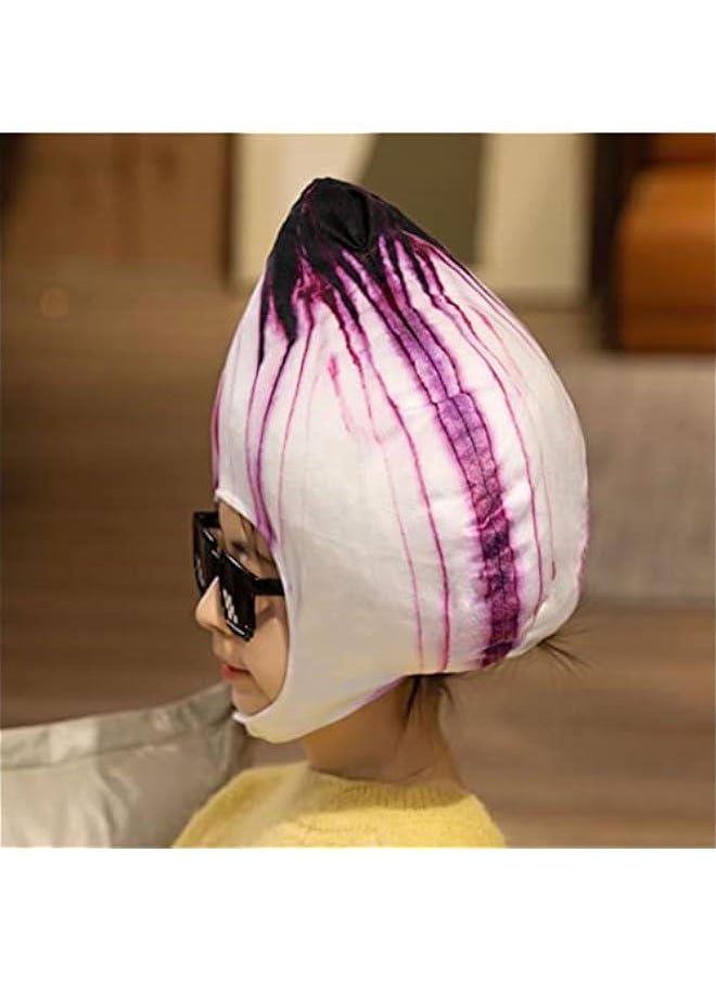 2023 Realistic Onion Head Mask Plush Vegetable Dress Up Hat for   Party Costume  - Image 3